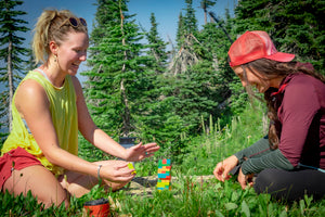 Backpack tumbling towers. Perfect small size for travel adventures